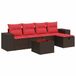 vidaXL 6-delige Loungeset met kussens, polyrattan, bruin