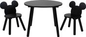 Disney Mickey Mouse Tafel en 2 Stoelen Kinderkamer Zwart Hout