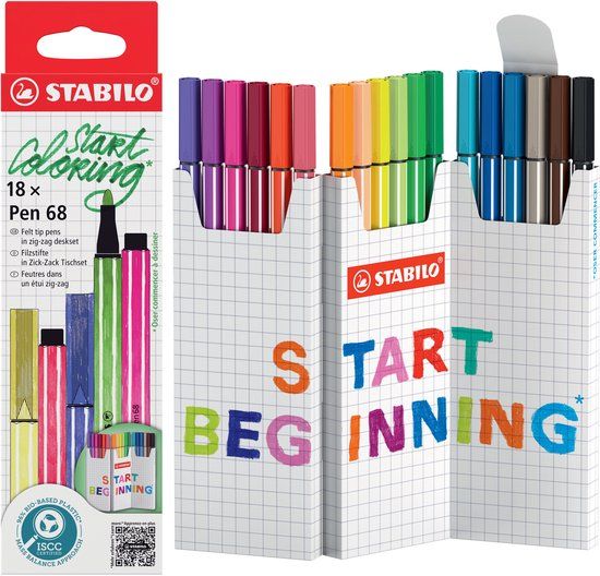 Stabilo Pen 68 - Premium Viltstift - Desk Set - 18 Stuks