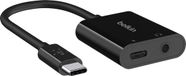 Belkin USB-C naar Jack 3.5mm en USB-C Adapter voor Audio en Opladen 60W, Zwart