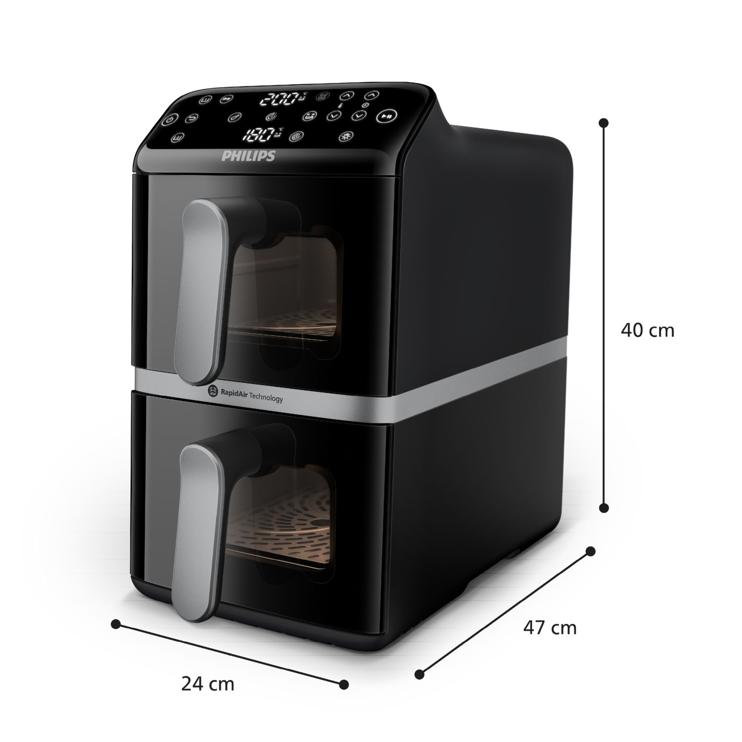 Philips 4000 series Gestapelde Airfryer met twee manden uit de 4000-serie