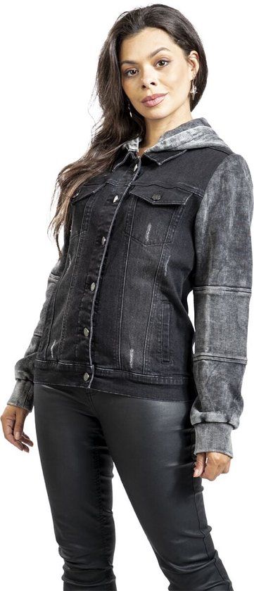 Black Premium by EMP Zwart/grijze hoodie met knoopjes - Dames - M