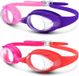 OutdoorMaster Lot de 2 lunettes de natation pour enfants - Rose et violet + rose et rouge