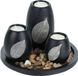 Merkloos Relaxdays waxinelichthouders - plateau en siersteentjes - Ø 19,5 cm - tafeldecoratie woonkamer - zwart/bruin