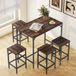 Set de table moderne pour cuisine, table haute avec 4 tabourets style loft, métal et bois massif, décoration contemporaine, salon et salle à manger, 100x60x88cm, marron rustique