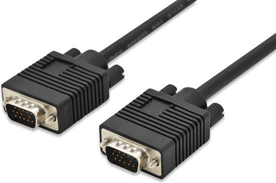 Digitus VGA-kabel VGA Aansluitkabel VGA-stekker 15-polig, VGA-stekker 15-polig 3.00 m Zwart Rond, Afges