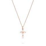 Tamaris Halsketting met kruishanger, roestvrij staal, IP roségoud, ankerketting, verstelbaar tot 47 cm, waterdicht en huidvriendelijk