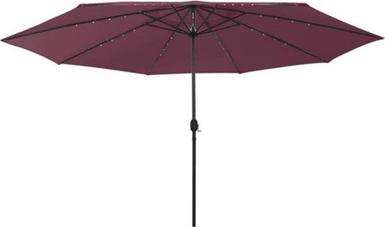 vidaXL Parasol met LED-verlichting 400 cm Bordeauxrood