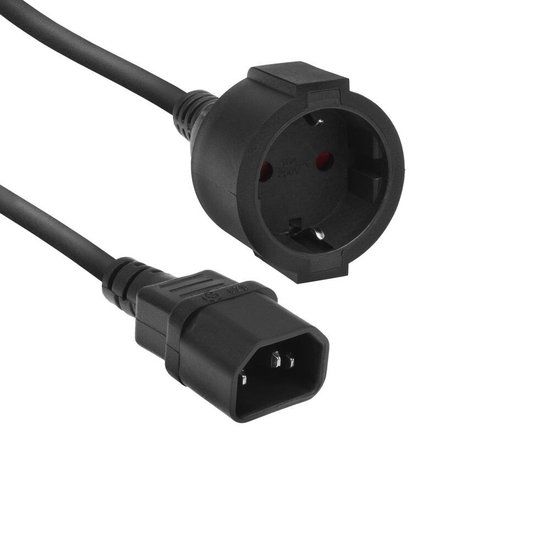 ACT Netsnoer C14 IEC 60320 - CEE 7/3 zwart 0,2 m
