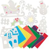 Baker Ross FN633 Kersttafereel raamdecoratieset – set van 30, feestelijke stickerdecoraties perfect voor kerstknutselwerkjes