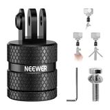 NEEWER Actie Camera Statief Mount Adapter Compatibel met GoPro Hero 13 Go Pro 12 11 10 9 Zwart DJI Osmo Action 5 Pro 4 3, 360° Swivel 1/4"-20 tot 3 Prong Mount voor Standaard 1/4 Accessoires, GP-89