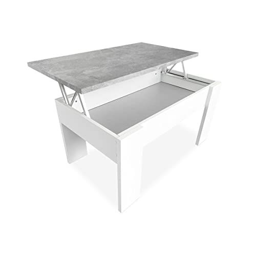 Duérmete Online Salontafel - Wit met Grijs Deksel - 90 x 50 x 46/57 cm