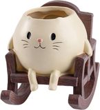 Merkloos Swing Face Planter Pot - Cute Cat Rocking Chair Resin Flowerpot