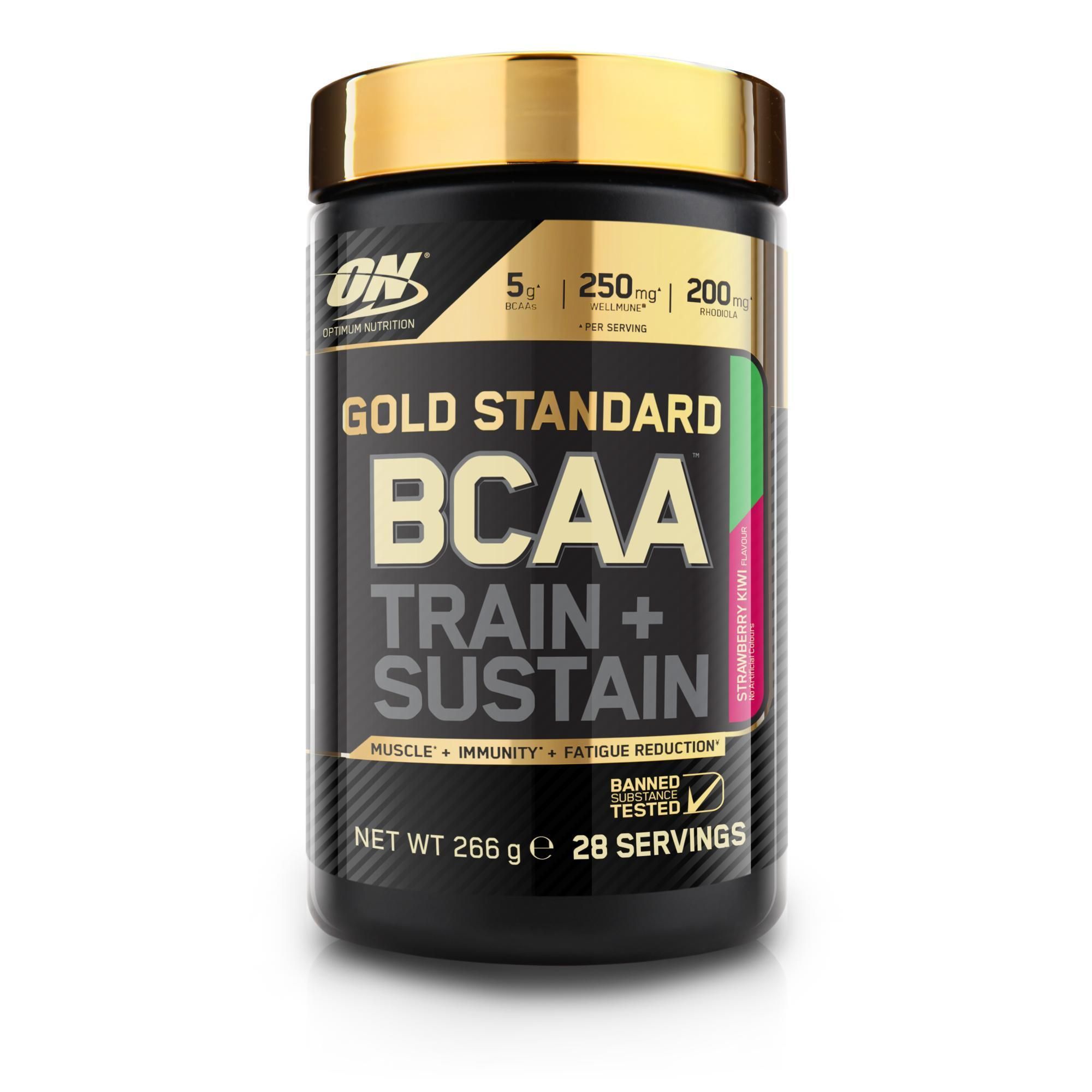 Optimum Nutrition BCAA train + sustain aardbei-kiwi 266 g