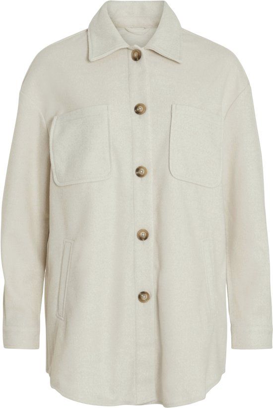 VILA VIKIMMI SHIRT L/S JACKET NOOS Dames Jas - Super Light Natural Melan - Maat M