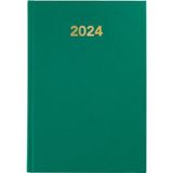 Grafoplás Economische kalender 2024, dagpagina, groen, harde kaft, Spaans, 14,5 x 21 cm, vinylomslag, Beierse serie, bladwijzer, perfect voor de planning van je jaar