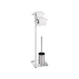 Avilia Standaard met boom, toiletpapierhouder en borstelhouder van roestvrij staal, handig voor toiletpapier en wc-borstel, praktisch en stabiel design, wit, 20 x 73,5 x 20 cm