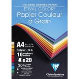 Clairefontaine Papier 10 kleuren zuurvrij papier met fijn structuur - A4 20 vel - 160 grams