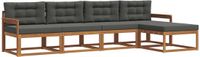 vidaXL Acacia Hout Bank Loungeset 5-zits Natuurlijk en Antraciet