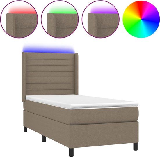 vidaXL Boxspring met matras en LED stof taupe 80x200 cm