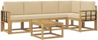 vidaXL Bankenset 6-delig Wit en Beige Massief Acaciahout