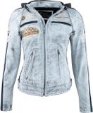 Urban 5884® - 66 - Dames jas - Biker jack - Lams leren jas - Afneembare Hoodie - Craft Grijs - Maat M