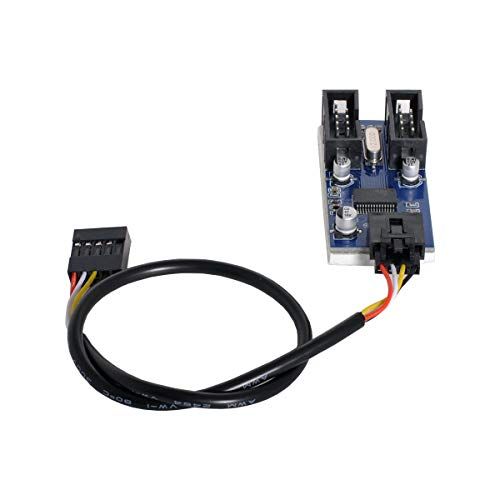 cablecc Motherboard USB 2.0 Header 1 to 2 Splitter Cable Adapter