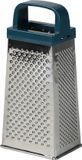 Urban Living Keuken hand rasp - 4-zijdig - groente rasp - zilver/blauw - 9 x 7 x 20 cm