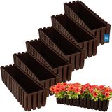 KOTARBAU® 6 st Balkonbak, Bloembak voor Balkon, Kunststof Balkonbak, 58 x 18 x 16 cm, Bruin, Balkon Plantenbak, Rechthoekig, Weerbestendige Plantenbak