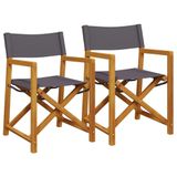vidaXL Regisseursstoelen, 2 stuks, inklapbaar, stof, donkergrijs