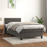 vidaXL Boxspringbed met matras, fluweel, donkergrijs, 100x200 cm