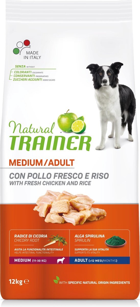 Natural trainer 12 kg dog adult medium chicken / rice hondenvoer