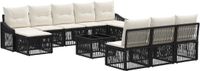 vidaXL Tuinbank Set 11 st Zwart poly rattan
