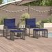 vidaXL - Salon d'angle - 4 places assises - Polyrattan - Gris et Bleu marine