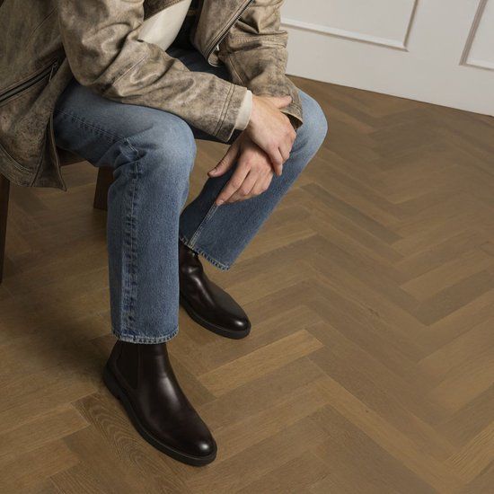 Manfield - Heren - Bruine leren chelsea boots - Maat 47