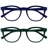 OPULIZE Blu 2 Stuks Blauw Licht Blokkeert Leesbril Blauw Groen Computer Gamen Ontspiegeld Mannen Vrouwen BB5-36 +3,50