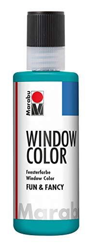 marabu Window Color Fun & fancy, 04060004098, turquoise 80 ml, raamverf op waterbasis, verwijderbaar op gladde oppervlakken zoals glas, spiegels, tegels en folie