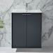 Hudson Reed Meuble vasque - 60 cm - Plan encastré - Suspendu - Anthracite - Poignée design chromée