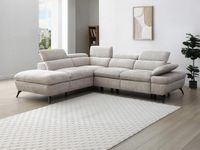 Vente-unique Hoekslaapbank met linkerhoek van beige getextureerde stof SURDELI