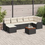 vidaXL Tuinbank Set Zwart Polyrattan
