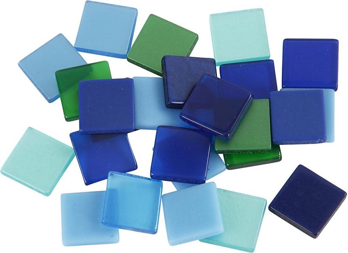 creotime Kunststof Mini Mozaiek Vierkant Blauw/groen 10x10mm