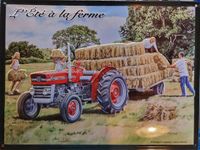I&S Massey Ferguson 135 Zomer op de boerderij. Plaque murale en métal en relief 30 x 40 cm