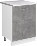 Vicco R-Line meuble de cuisine bas, béton/blanc, 60 cm avec 1 porte plan de travail marbre