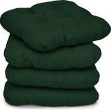 Beautissu Lisa – Set van 4 Zitkussen 40x40 cm – Stoelkussens Eetkamer – 8cm Vulling – Donker Groen