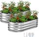 Latios Verhoogde plantenbak - Moestuinbak set van 2 ovaal - Metaal - 120x60x30 cm - Zilver