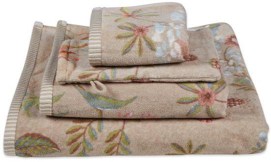 Pip Studio Handdoek Secret Garden Khaki 55x100