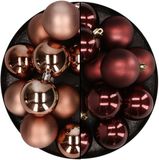 Merkloos / Sans marque Kaemingk B.V. Kunststof Kerstballen 6 cm - 24 stuks - Bruin/Mahonie Bruin