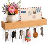 Merkloos Relaxdays Sleutelrek - Hout - Natuurlijk - 26x5x7 cm