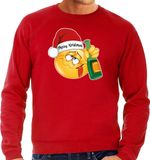 Bellatio Decorations foute kersttrui/sweater heren - Dronken - rood - Merry Kristmus S