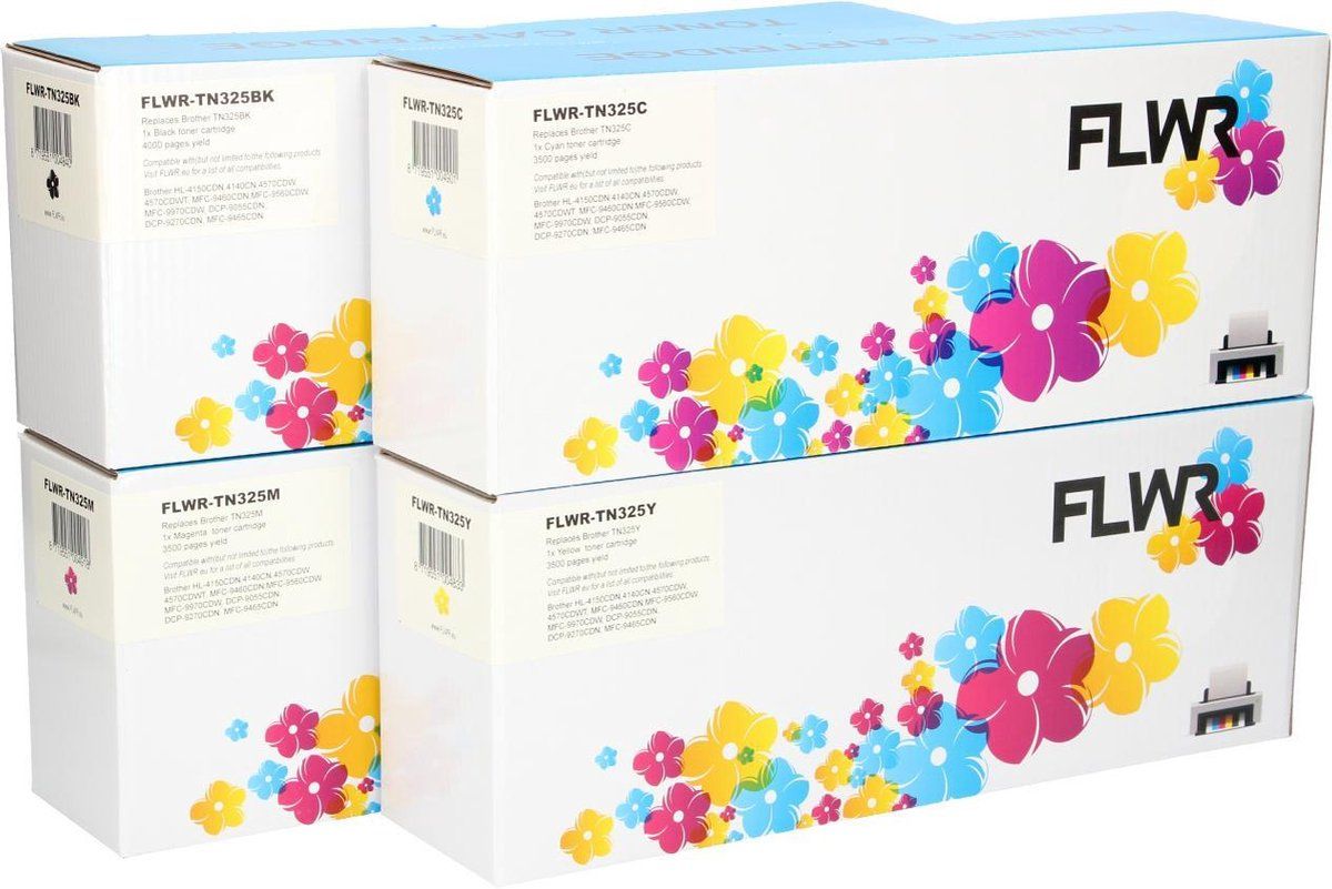 FLWR Brother TN-325 multipack zwart en kleur - 8719551022554